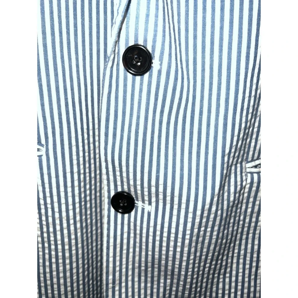 J. Crew Ludlow Unstructured Seersucker Blazer Mens 40R Blue White Strip Preppy